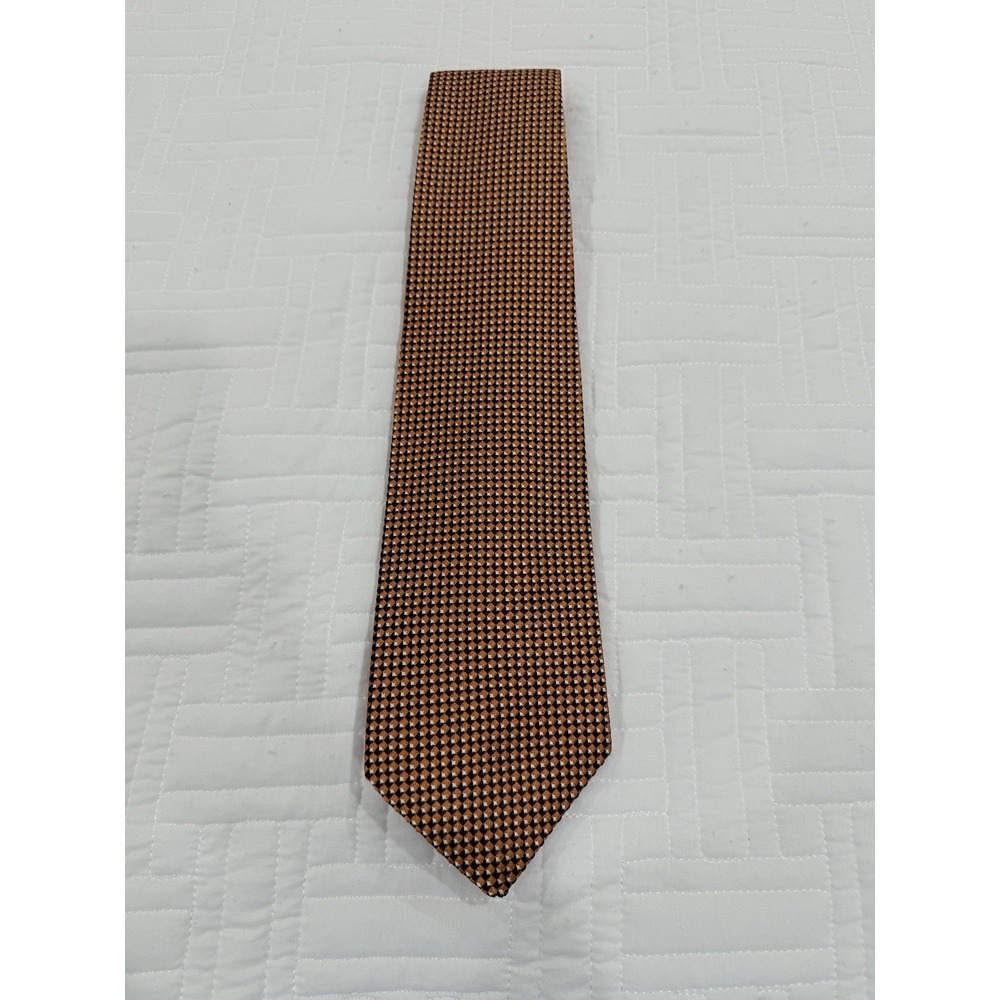 Robert Talbott Studio Silk Necktie‎ Orange Black Geometric Diamond Pattern